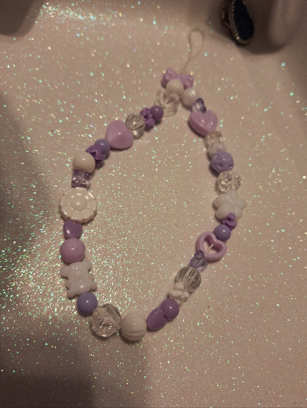 Purple BtS Inspired Phone Strap Beads Beaded Bracelet Strap New